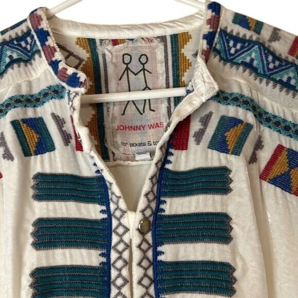 Johnny Was Womens Top Embroiderd Velvet White Multi Size S - Picture 5 of 5